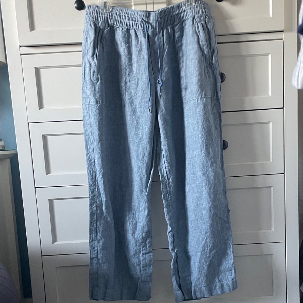 Athleta Women’s Cabo Linen Wide Leg Pant Drawstring Waistband w/ Pockets - 14P